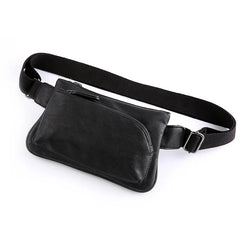 Men's Solid Chest bag PU Leather waist bag male Double zipper Crossbody bags