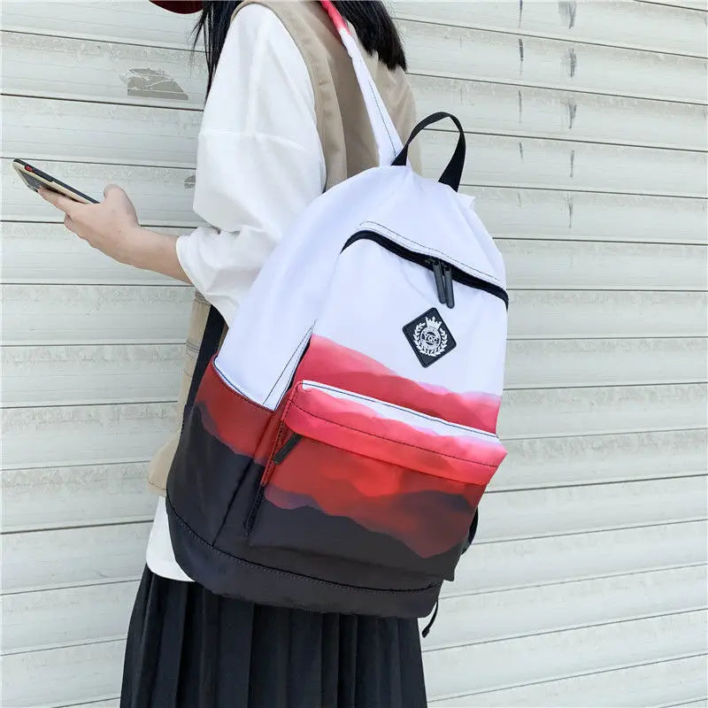 Two Tone School Satchel Backpacks Lightweight Book Bags