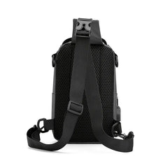 Men's USB Chest Bag Outdoor Crossbody Messenger Bag Waterproof Travel Backpack