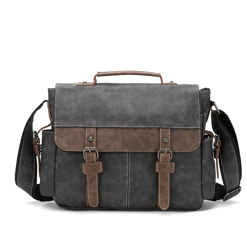 Men's Vintage Briefcase PU Leather Tote Business Office Man Messenger Bag