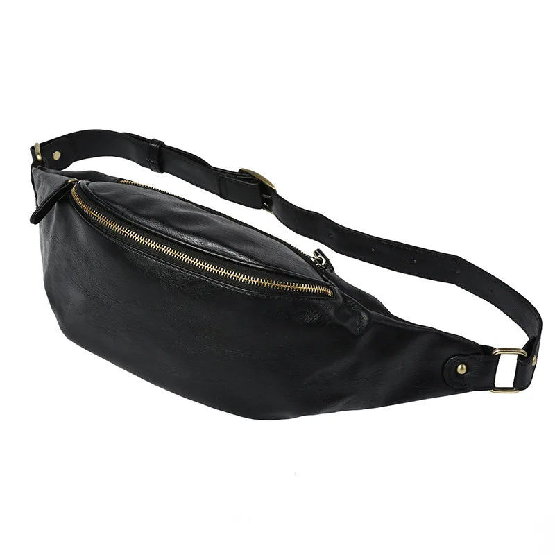 Men's Vintage Chest bag Crazy horse Leather Messenger Bag