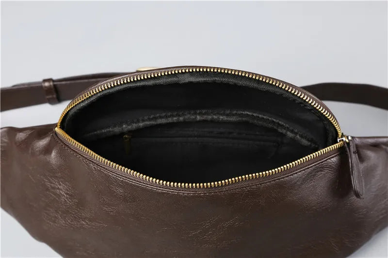 Men's Vintage Chest bag Crazy horse Leather Messenger Bag