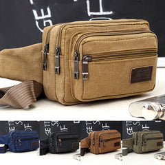 Men's Waist Bag Canvas Shoulder Bag Outdoor Fanny Pack