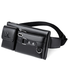 Men's PU Leather Waist Pack Fanny Bag Crossbody Black/Brown