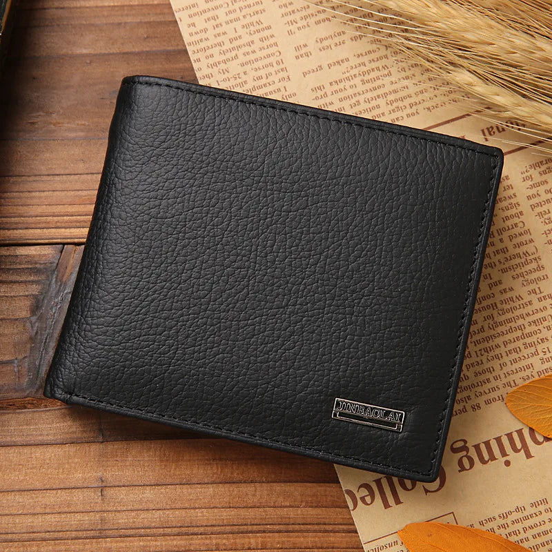 Men's Leather Wallet Premium Cowhide Short Wallet Portefeuille Homme