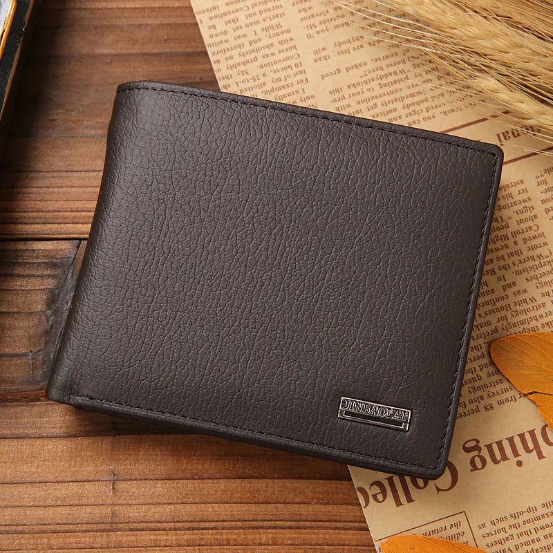 Men's Leather Wallet Premium Cowhide Short Wallet Portefeuille Homme