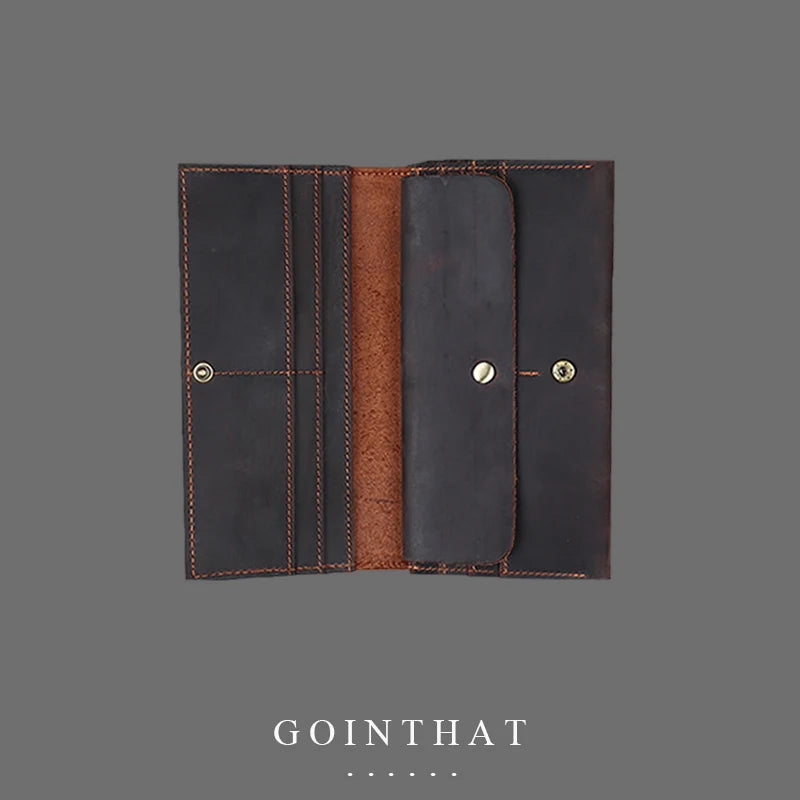 Men's Leather Wallet Clutch Bag Long Purse Billeteras Para Hombre