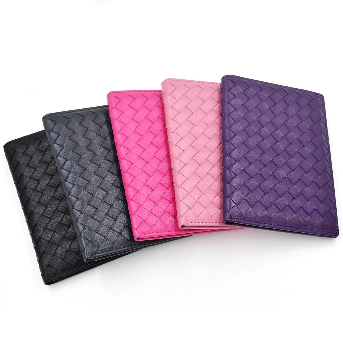 Sheepskin Woven Passport Holder Leather Travel Purse