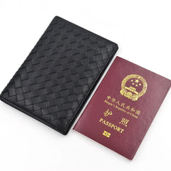 Sheepskin Woven Passport Holder Leather Travel Purse