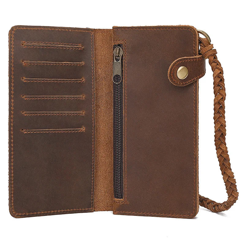 Men's Long Cowhide Wallet Handbag