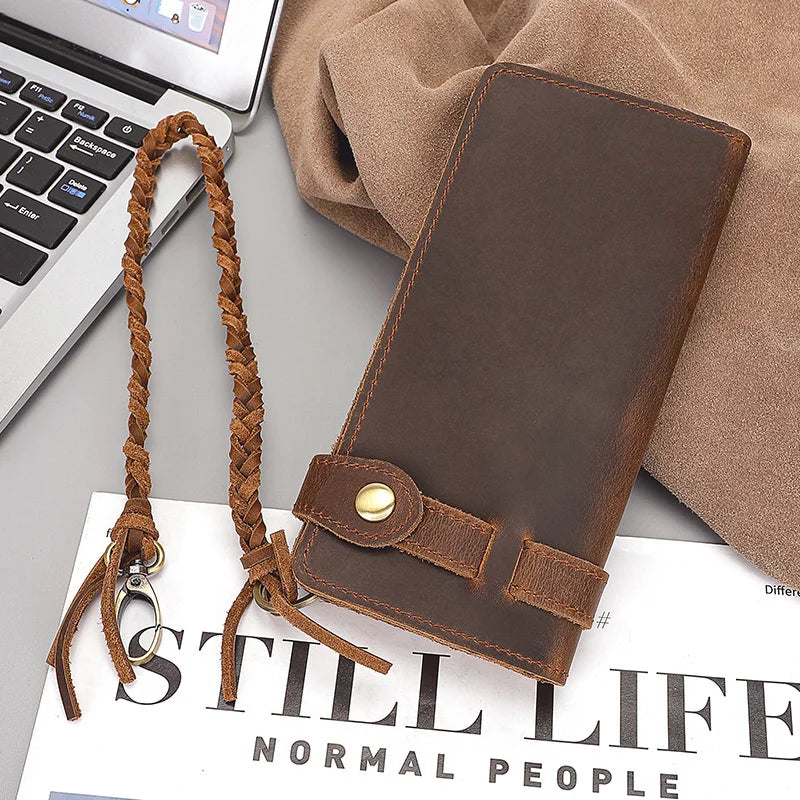 Men's Long Cowhide Wallet Handbag