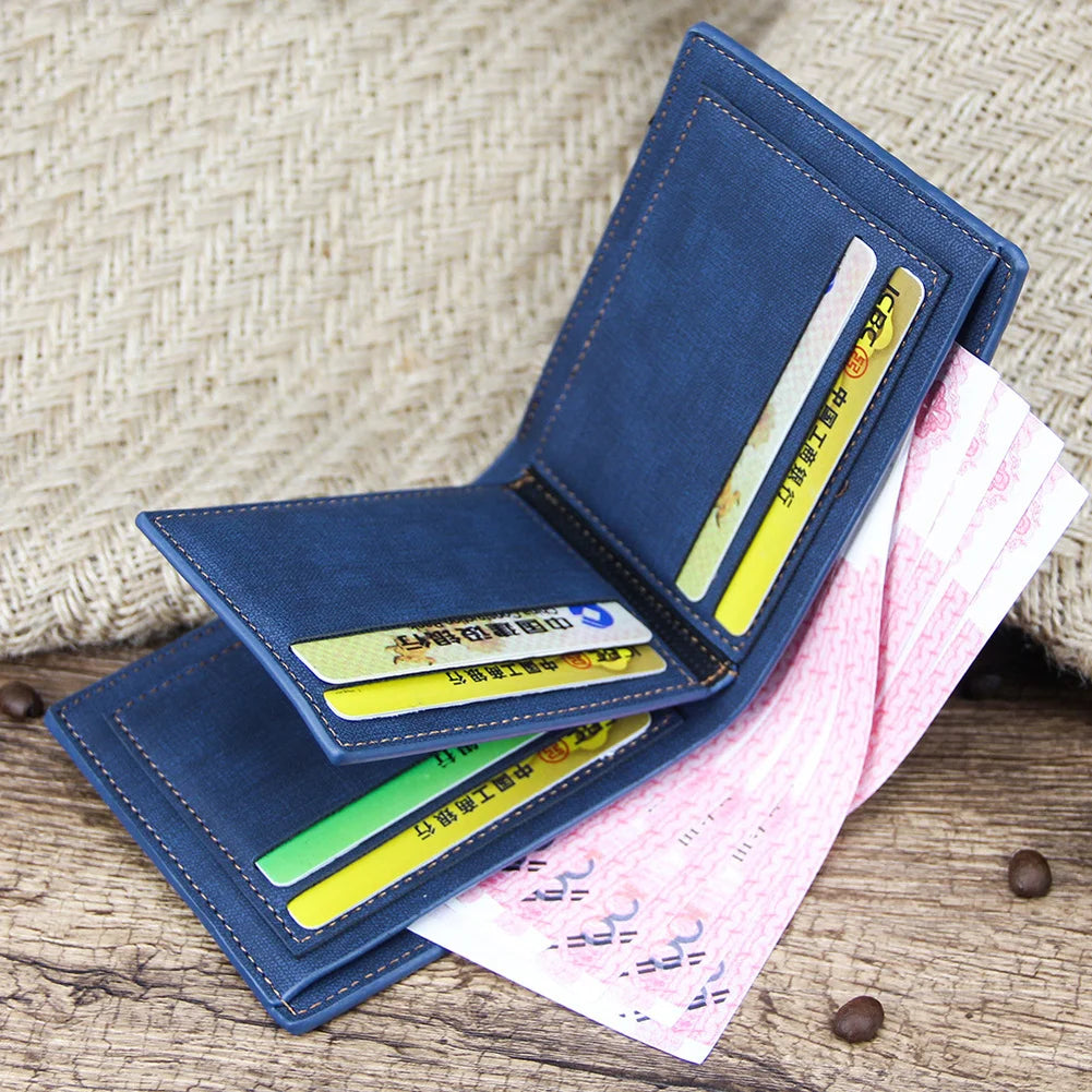 Men's Leather Trifold Wallet Vintage Retro Style Business Purse