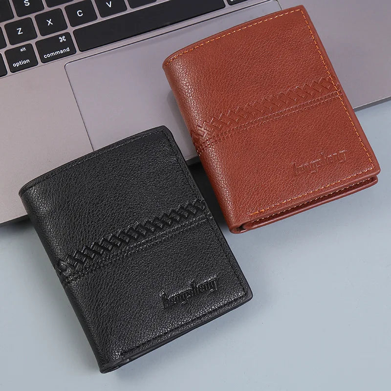 Men's Short PU Leather Zipper Wallet Dollar Clip Money Bag