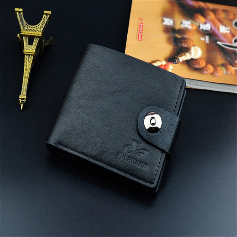 Men's Short Style Wallet Magnetic Buckle Youth Horizontal Casual Soft Wallet