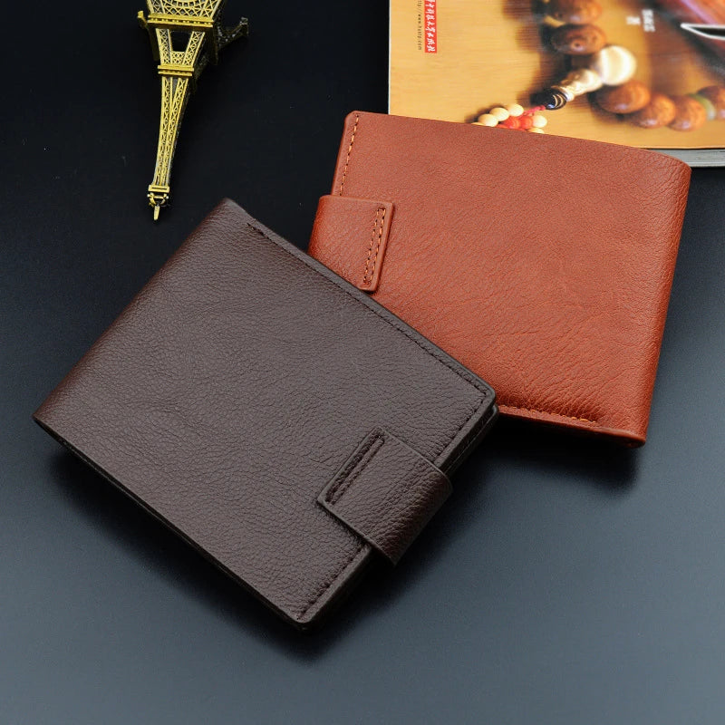 Men's Short Style Wallet Magnetic Buckle Youth Horizontal Casual Soft Wallet