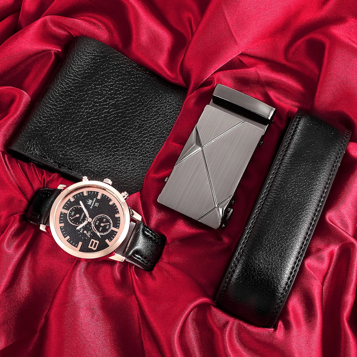 Men's Watch+Wallet+Belt Set for Father Birthday Gift