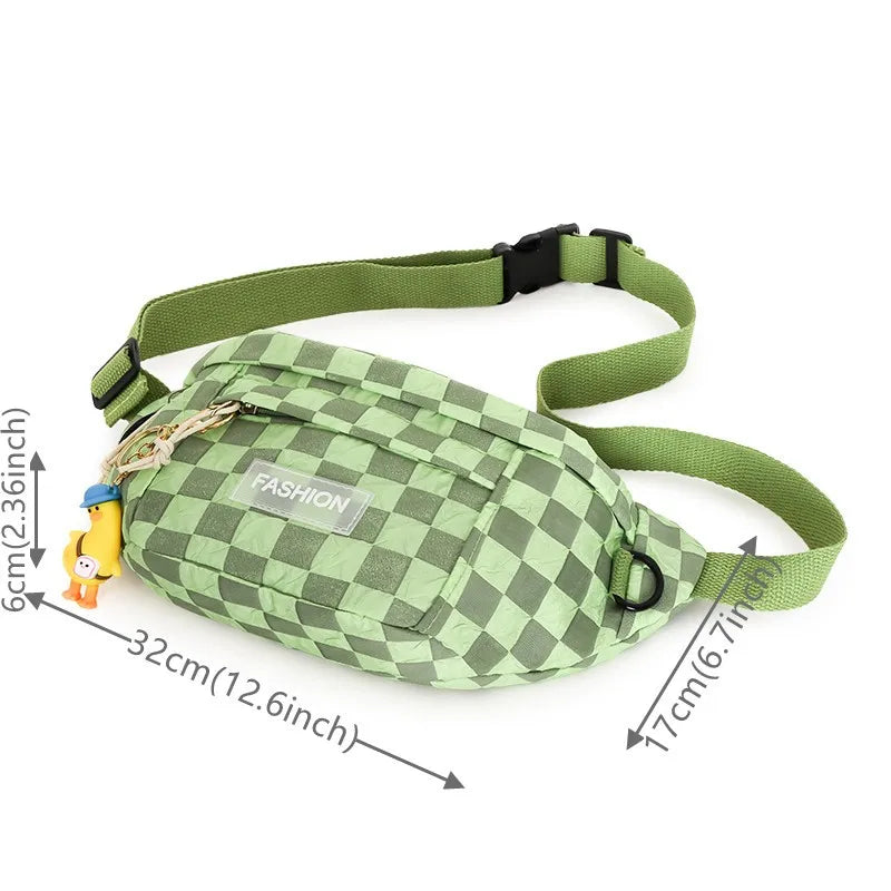 Checkerboard Crossbody Bag Oxford Chest Bag