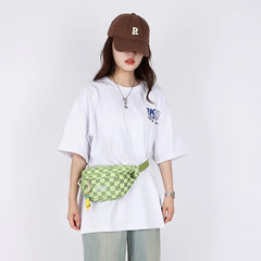 Checkerboard Crossbody Bag Oxford Chest Bag