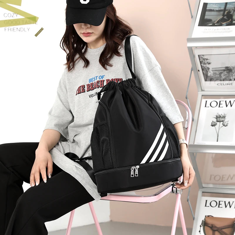 Basketball Bag Storage Dry Wet Separation Backpack Shoulder Drawstring