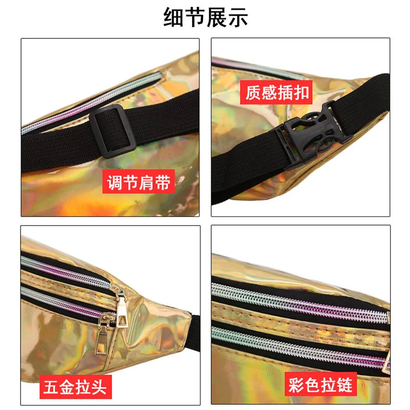 Laser Running Bag Multifunction Outdoor Sport Waist Shoulder Cross-Body Bag