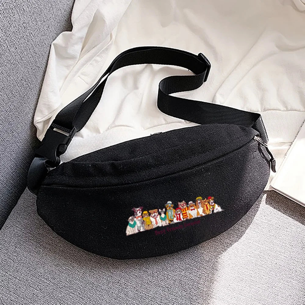Youth Outdoor Sports Puppy Print Messenger Key Bag Chest Bags