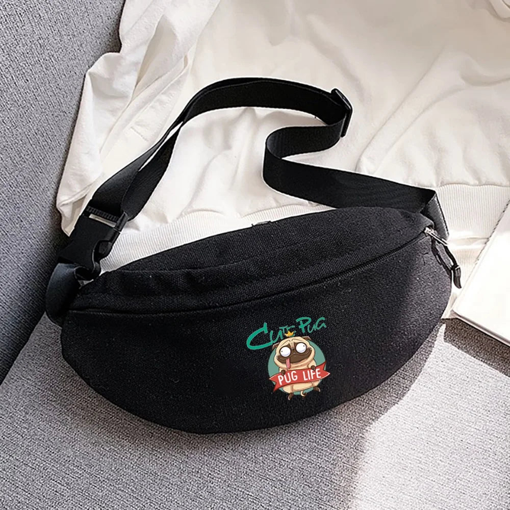 Youth Outdoor Sports Puppy Print Messenger Key Bag Chest Bags