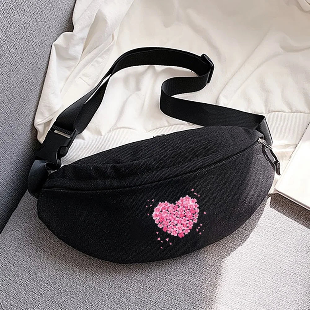 Outdoor Running Waist Bag Love Printing Key Chest Bag
