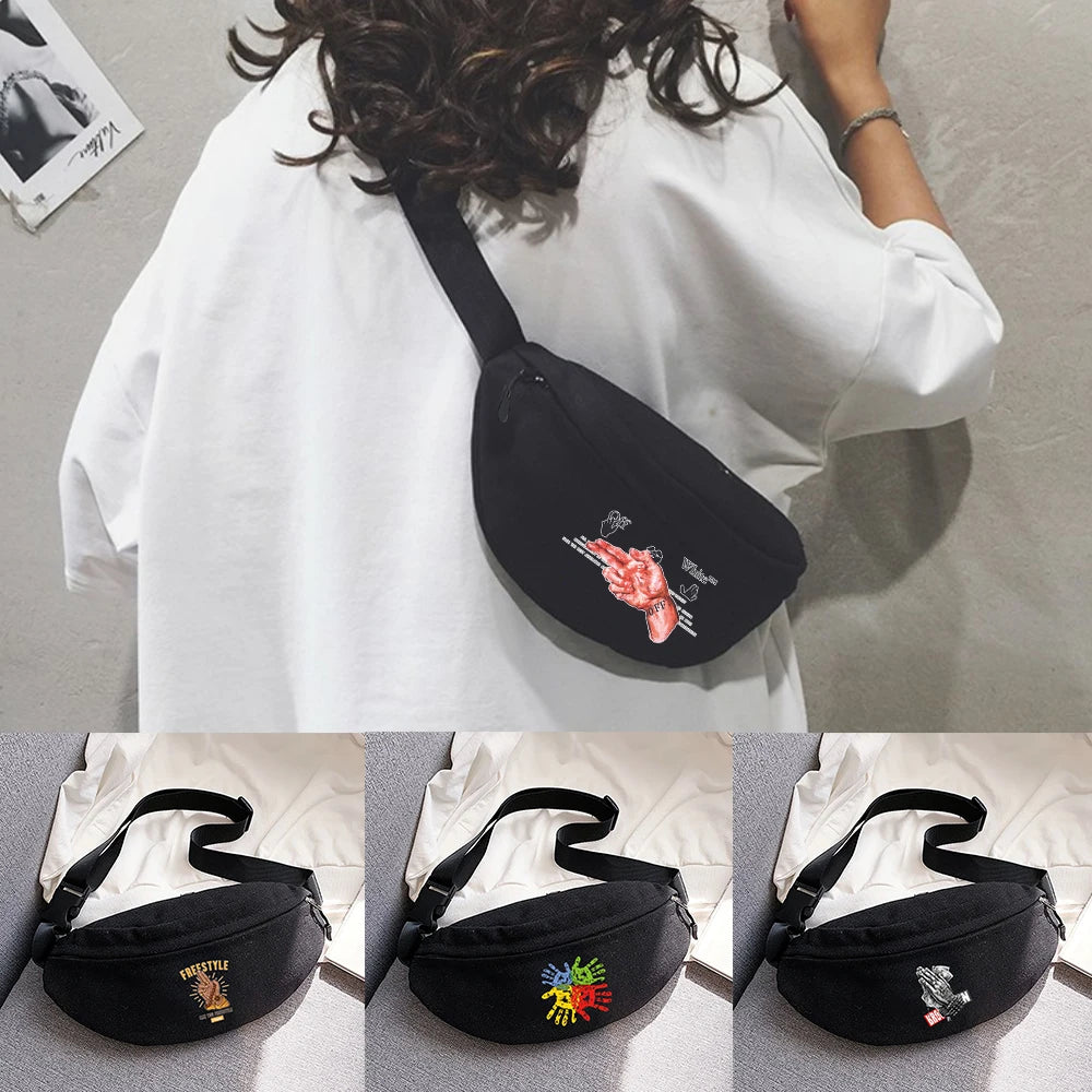 Gesture Printing Waist Bag for Youth Running and Cycling