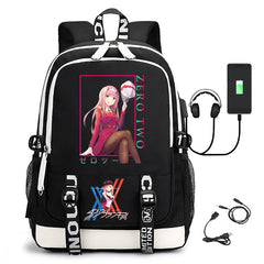 Men's Zero Two Printed USB Rechargeable Waterproof Nylon Backpack