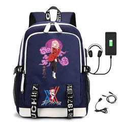 Men's Zero Two Printed USB Rechargeable Waterproof Nylon Backpack