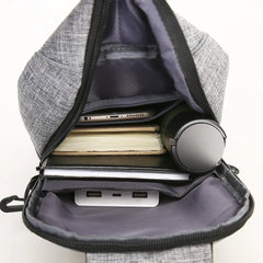 Men's Anti-Theft Messenger Bag with USB Charging