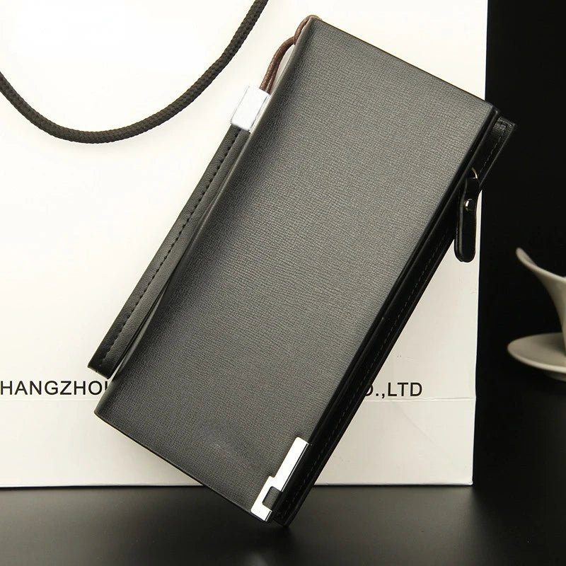 Men's Long Wallet Zipper Clutch Bag Multifunctional European Style