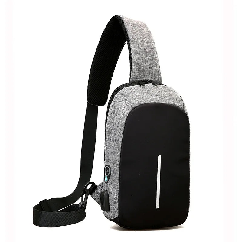 Men's Messenger Chest Bag USB Charging Multifunctional Travel Storage