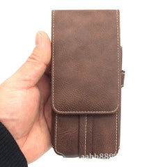 Men's Vertical Waist Leather Bag with Phone Pocket