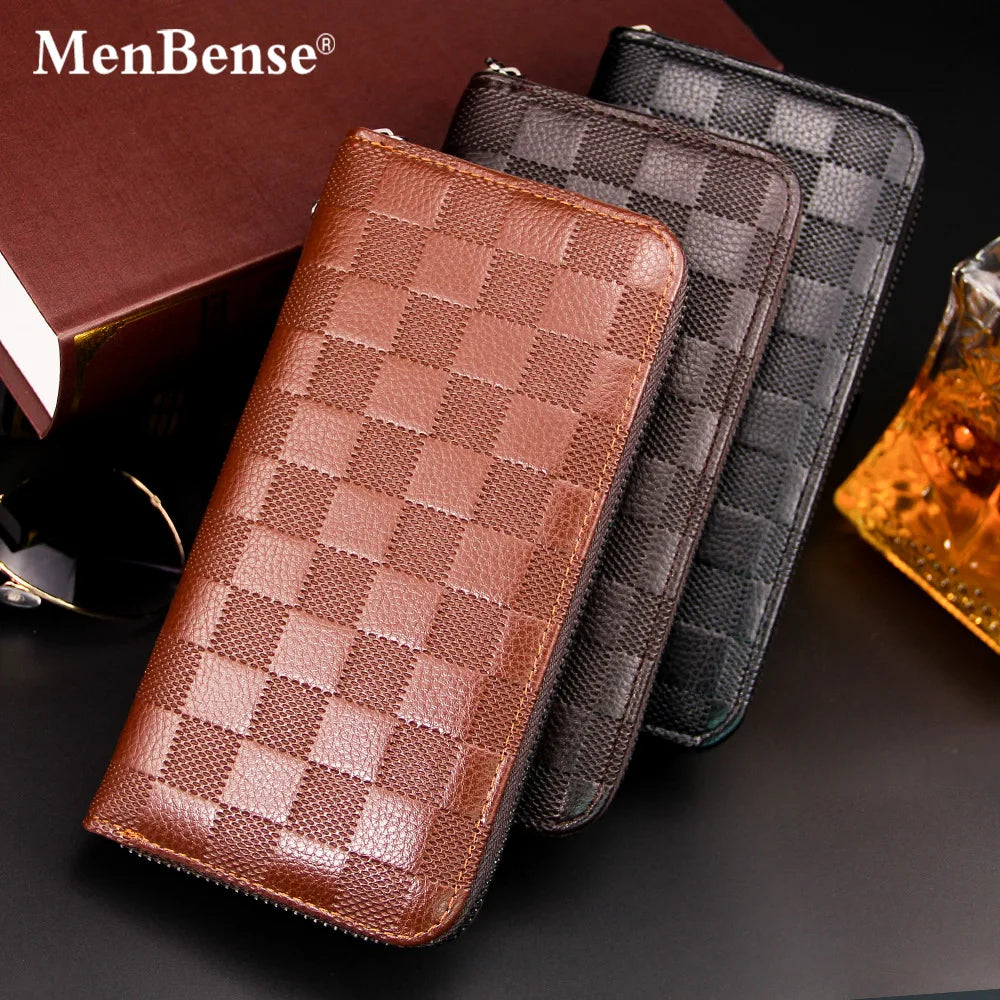 Men's Long Wallet Buckle Embossed Trifold Business 596