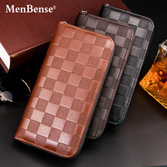 Men's Long Wallet Buckle Embossed Trifold Business 596