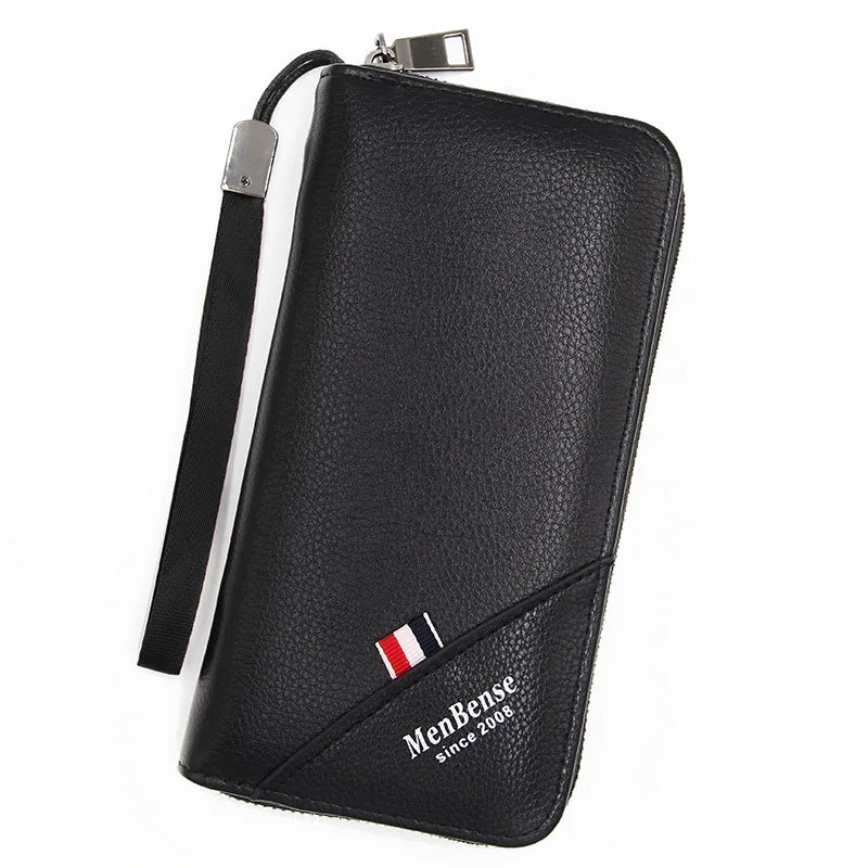 Men's Long Buckle Embossed Multi-Card Trifold Wallet Business