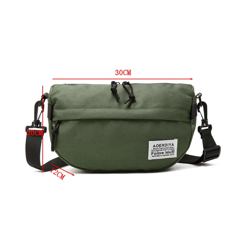 Canvas Shoulder Bag Big Capacity Belt Pouch Crossbody Pack