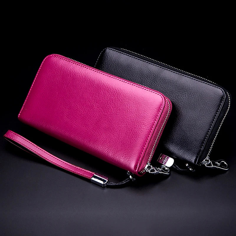 Men's Genuine Leather Zipper Clutch Bag Wallet
