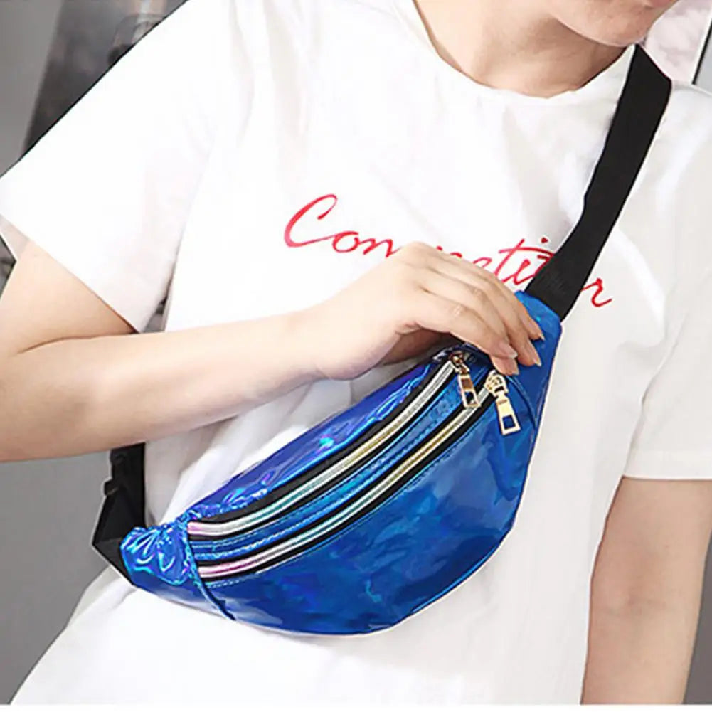 Men Women Laser Waist Bag Multifunction Chest Bag Double Pocket