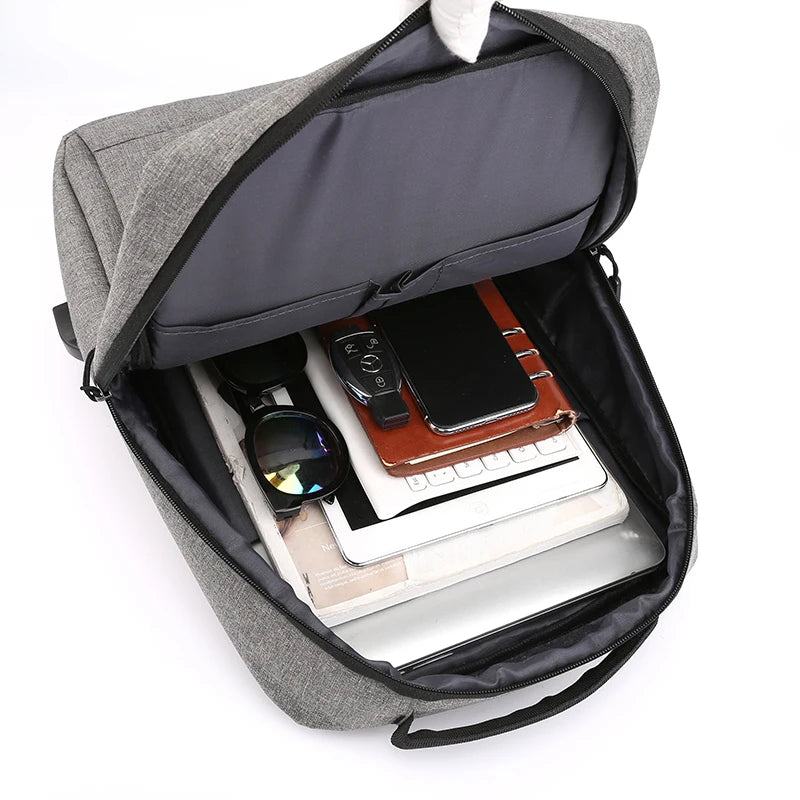 Waterproof Nylon Men's Backpack USB Charging Laptop Rucksack