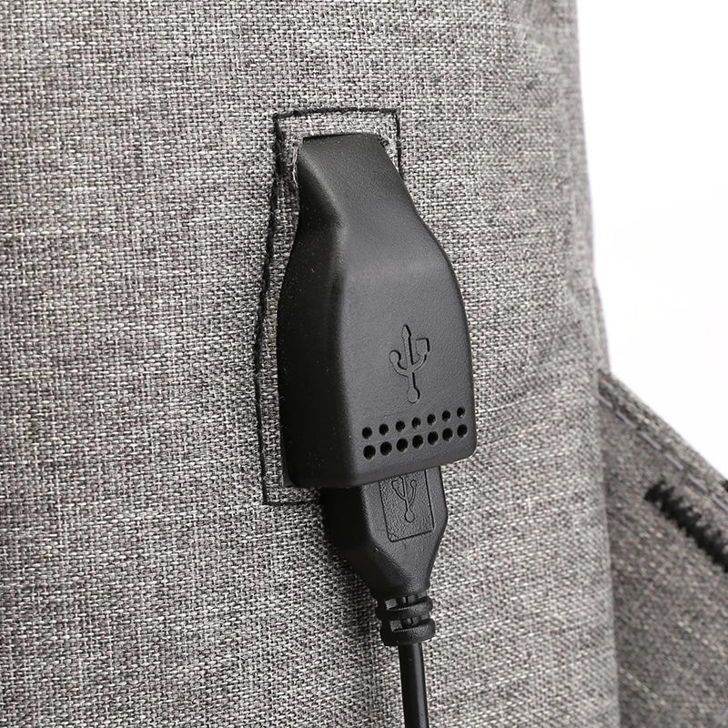 Waterproof Nylon Men's Backpack USB Charging Laptop Rucksack