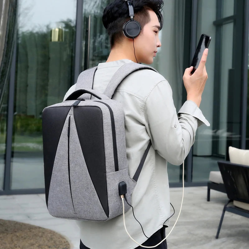 Waterproof Oxford Cloth Backpack USB Charging Rucksack