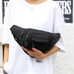 Large Capacity Canvas Waist Bag Soft Sports Pouch with Zipper