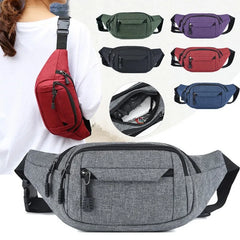 Large Capacity Canvas Waist Bag Soft Sports Pouch with Zipper