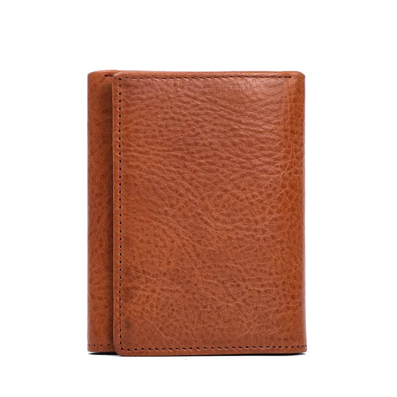 Mens Vintage Leather Wallet Trifold Son Husband Gift