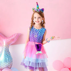Mermaid Princess Jewelry 62Pcs Pretend Play Set Halloween Birthday Party Gift