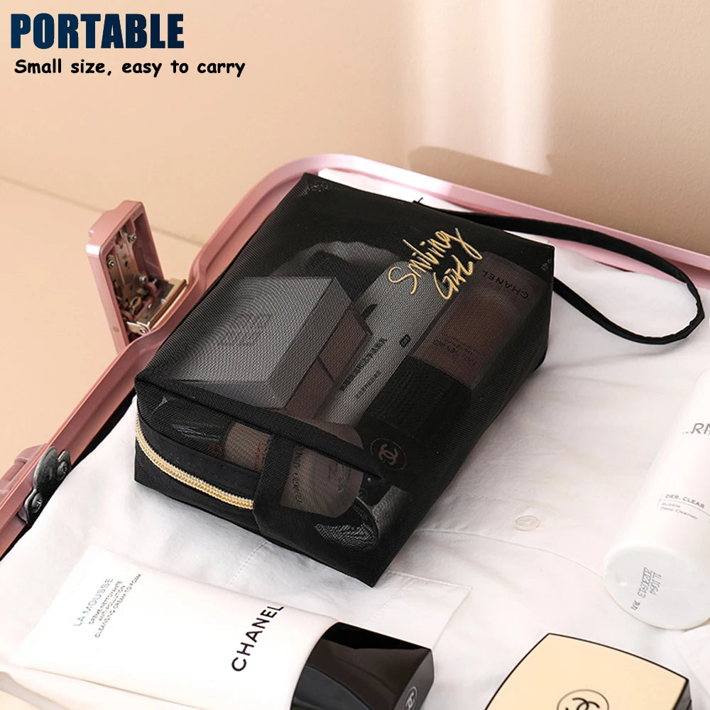 Mesh Cosmetic Bag Makeup Bags Travel Zipper Pouches Home Office Accessories