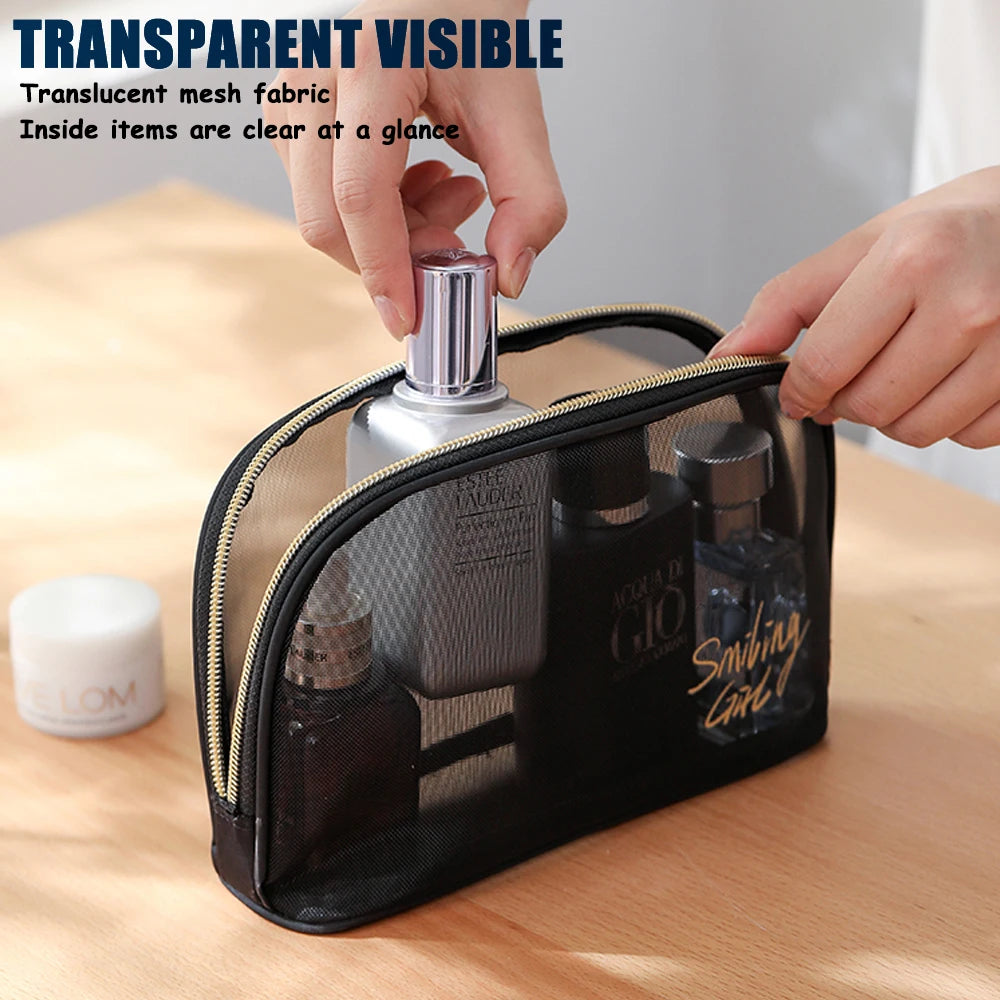 Mesh Cosmetic Bag Makeup Bags Travel Zipper Pouches Home Office Accessories