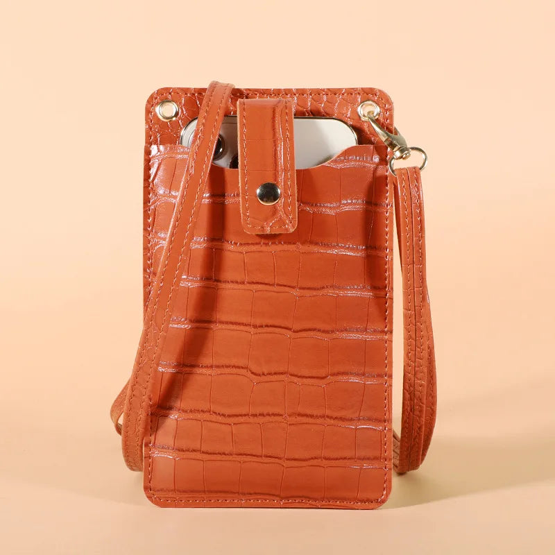 Crocodile Pattern Women PU Leather Shoulder Mini Cell Phone Crossbody Lady Handb